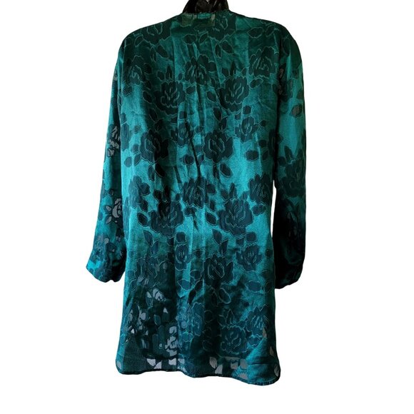 Vtg 90s Victoria Secret  Gold Label Jacquard Emerald Green Floral Sheer Teddy - Picture 6 of 15